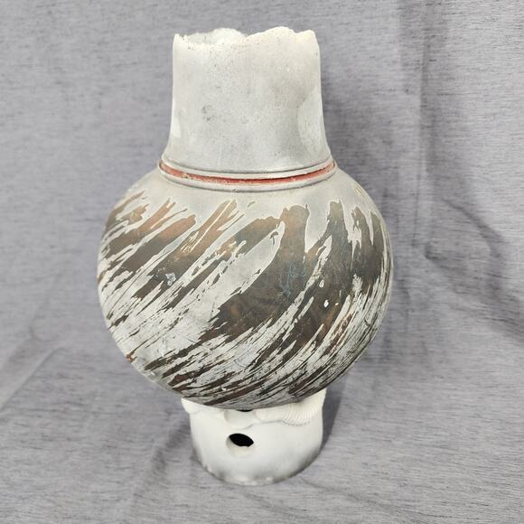 Vintage John Natale Raku Pottery Vase with Stand Riser Gray Rust Abstract Rustic - Picture 6 of 11